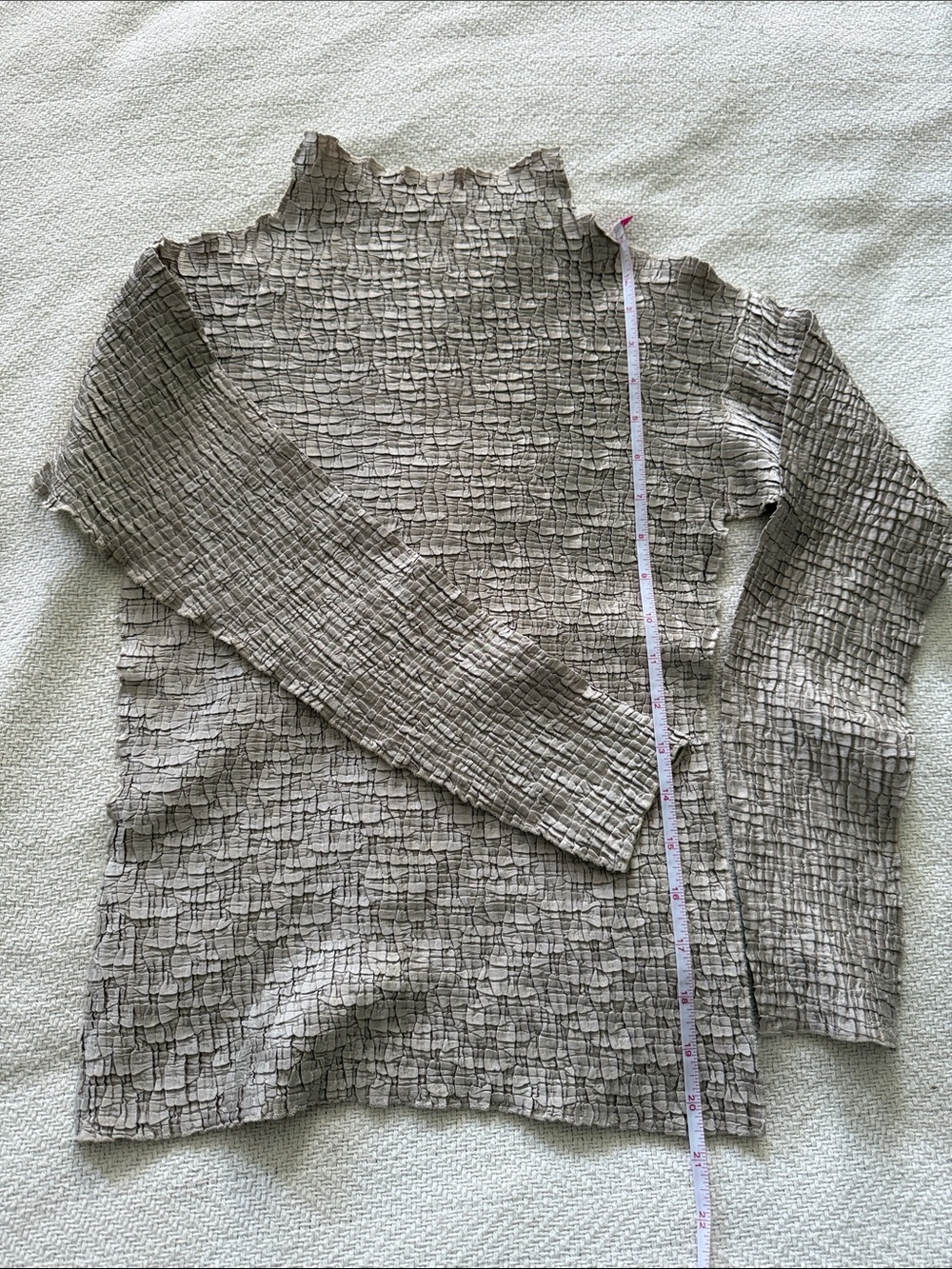 Crinkle/Pucker Mock Neck Stretch Satin Long Sleeve Gold Top, Vintage Y2K